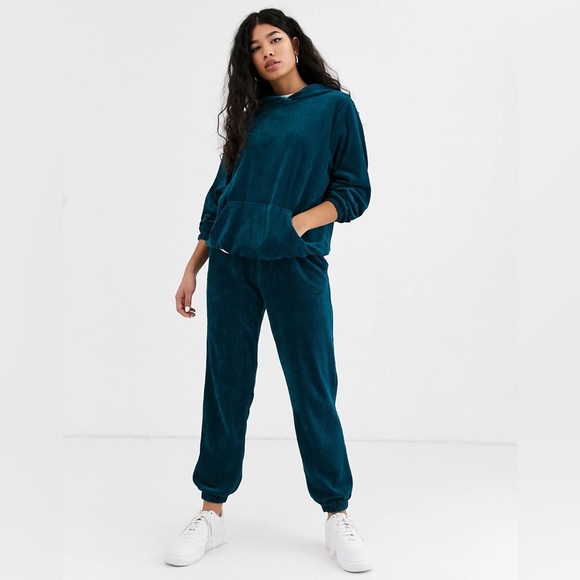 Nike Velour Cord Track Set (matching set: hoodie & joggers)- teal- Small - Picture 3 of 11